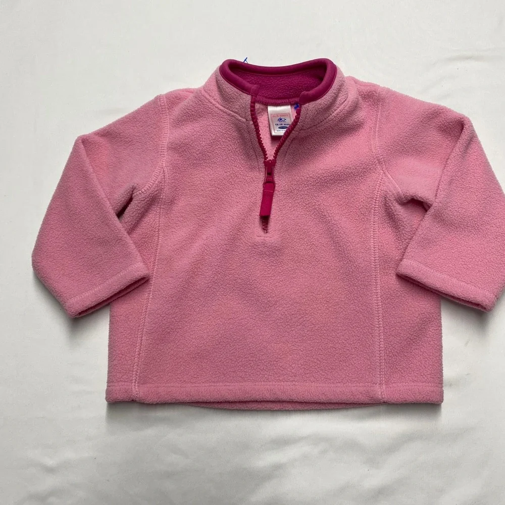 Old Navy Baby Girl Pink Quarter Zip Fleece Pullover Mock Neck 12-18 Months